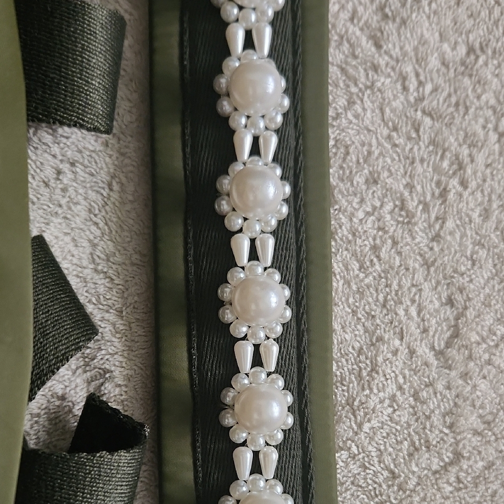 Green Utility Belt Bag with Pearl Accents - Picture 3 of 4